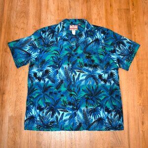 RJC Blue Tropical Print Hawaiian Shirt Sz 2XL‎ Made in U.S.A.